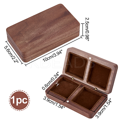 2-Slot Black Walnut Jewelry Magnetic Storage Boxes CON-WH0095-09C-1