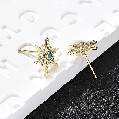 Star Brass Micro Pave Cubic Zirconia Ear Studs EJEW-D304-36G-1