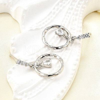 Brass Micro Pave Clear Cubic Zirconia Dangle Stud Earrings EJEW-M103-05P-1