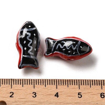 Handmade Printed Porcelain Beads PORC-E015-17B-1