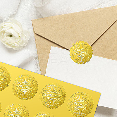 34 Sheets Self Adhesive Gold Foil Embossed Stickers DIY-WH0509-021-1