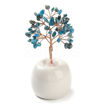 Natural Apatite Chips Tree of Life Decorations DJEW-C016-02G-1