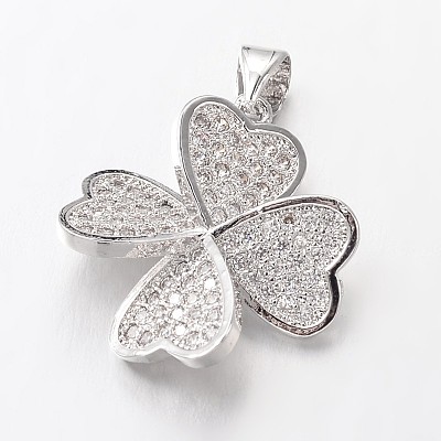 Brass Micro Pave Cubic Zirconia Pendants ZIRC-L035-31P-FF-1