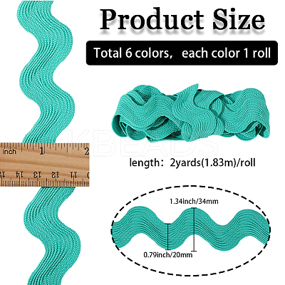 12 Yards 6 Colors Polyester Wavy Fringe Trim Ribbon OCOR-GF0005-56-1