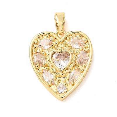 Valentine's Day Brass Pave Clear Cubic Zirconia Pendants CU-H001-01G-1