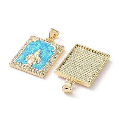 Rack Plating Brass Micro Pave Clear Cubic Zirconia Pendants KK-C041-06E-G-1