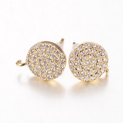 Brass Micro Pave Cubic Zirconia Stud Earring Findings ZIRC-E132-13A-G-1