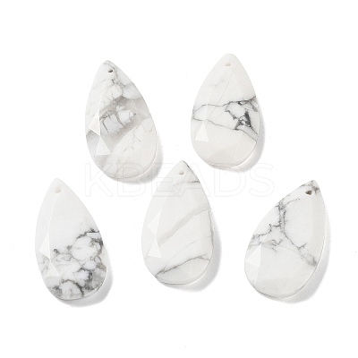 Natural Howlite Faceted Pendants X-G-D082-01A-1