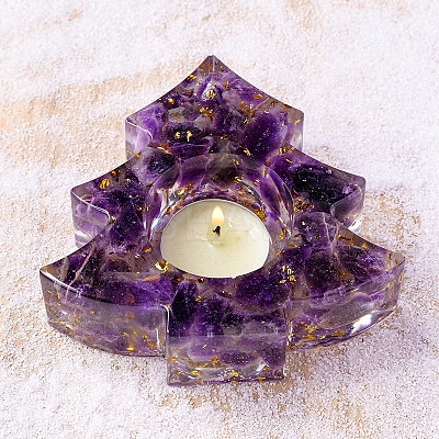 Natural Amethyst & Resin Candle Holder Molds DJEW-H012-03E-1