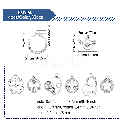 32Pcs 8 Style Valentine's Day UV Plated Alloy Pendants FIND-CA0006-73-1