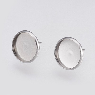 Non-Tarnish 202 Stainless Steel Stud Earring Settings A-STAS-I088-E-02P-1