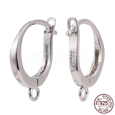 Anti-Tarnish Rhodium Plated 925 Sterling Silver Leverback Earring Findings X-STER-I017-087P-1