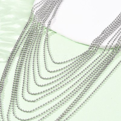 304 Stainless Steel Ball Chain Multi Layered Necklaces for Women NJEW-G194-02P-1