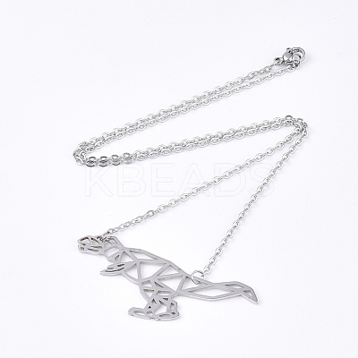 Non-Tarnish 201 Stainless Steel Pendant Necklaces NJEW-T009-JN100-1-40-1