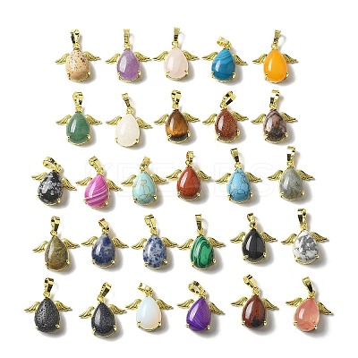 Natural & Synthetic Mixed Gemstone Pendants KK-F888-01G-1