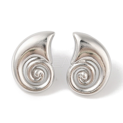 Snail Brass Stud Earrings for Women EJEW-Q389-06P-1