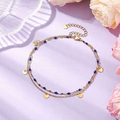 304 Stainless Steel Double Layer Chain Anklets AJEW-AN00632-01-1