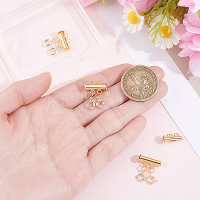 3Pcs 2 Holes Brass Slide Lock Clasps KK-BBC0027-60A-1