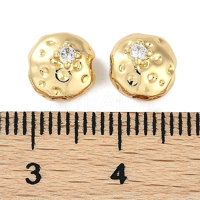 Brass Micro Pave Cubic Zirconia Beads KK-P283-22G-1
