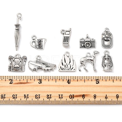 50Pcs 10 Styles Tibetan Style Alloy Pendants FIND-FP0001-29-1