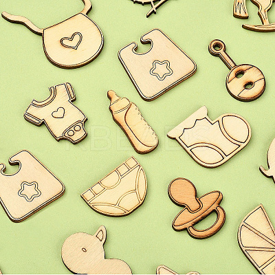 50Pcs Unfinished Wood Slices Art Pendants Chips WOOD-CJ0001-52-1