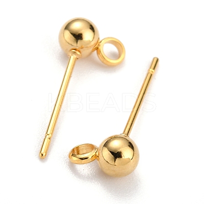 304 Stainless Steel Ball Post Stud Earring Findings STAS-Z035-01G-C-1