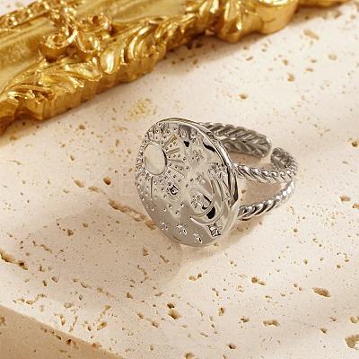 Non-Tarnish 304 Stainless Steel Open Cuff Ring HD4650-2-1
