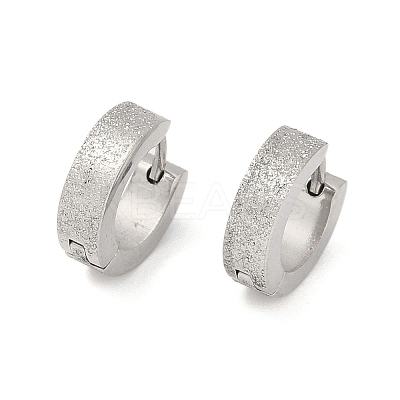 Non-Tarnish Sand Flash 304 Stainless Steel Hoop Earrings for Women EJEW-M001-03P-1