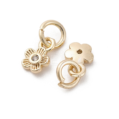 Brass Micro Pave Cubic Zirconia Charms KK-C071-10KCG-1