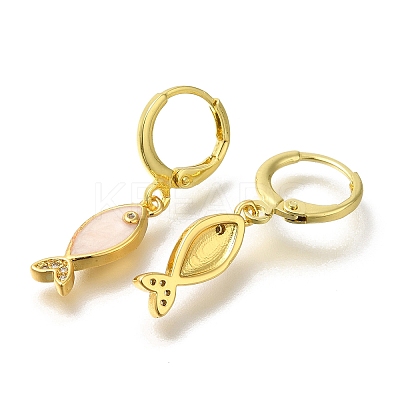 Brass Clear Cubic Zirconia Hoop Earrings EJEW-M045-02G-02-1
