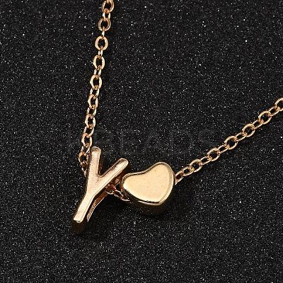 Alloy Letter Heart Pendant Necklaces for Women NJEW-FS0001-09Y-1