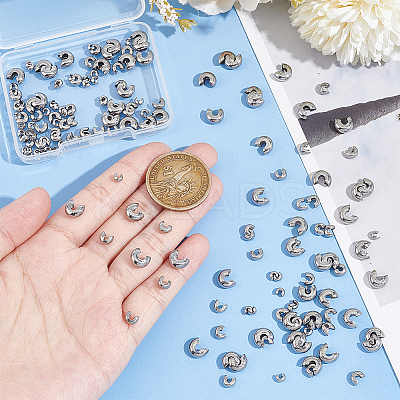 180Pcs 3 Style 304 Stainless Steel Crimp Beads Covers STAS-UN0051-55-1
