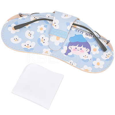 1Pc Flower Printed PU Leather Portable Slim Sunglasses Pouch AJEW-CN0003-25A-1