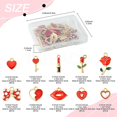 40Pcs 10 Styles Valentine's Day Alloy with Enamel Pendants ENAM-FS0002-39-1