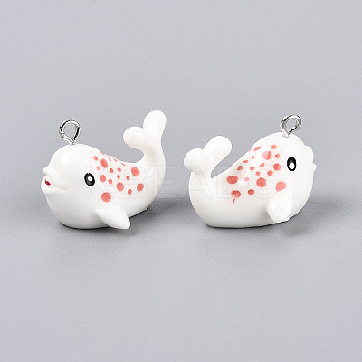 Sea Animal Theme Opaque Resin Pendants X-RESI-D071-04H-1