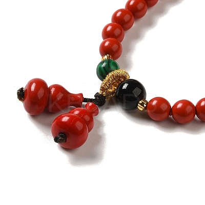 6mm Round Cinnabar Mala Stretch Bracelets BJEW-B080-28A-06-1