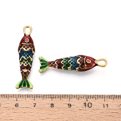304 Stainless Steel Enamel Pendants STAS-N124-26B-02G-1