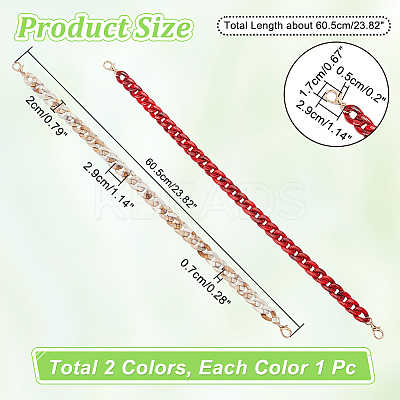 2Pcs 2 Colors Resin Imitation Gemstone Curb Chain Bag Straps FIND-WR0008-61-1