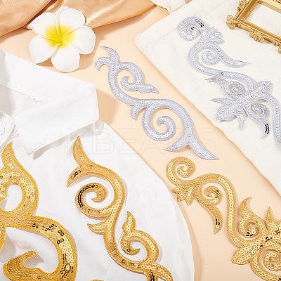 6 Styles Auspicous Cloud Ethnic Style PVC Sequin Embroidery Polyester Cloth Iron On Patches PATC-GA0001-33-1