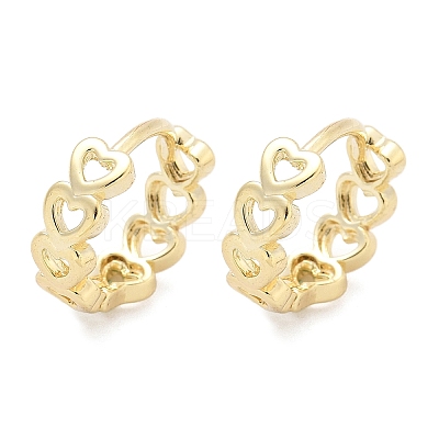 Hollow Heart Brass Hoop Earrings EJEW-Z102-17G-1