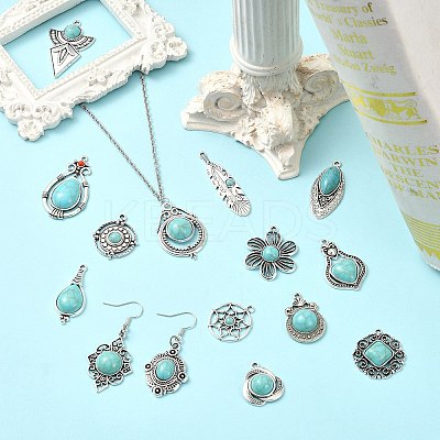 15Pcs 15 Styles Synthetic Turquoise Pendants FIND-CJ0004-26-1
