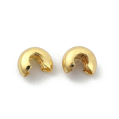 Brass Crimp Beads Covers X-KK-P232-14G-1