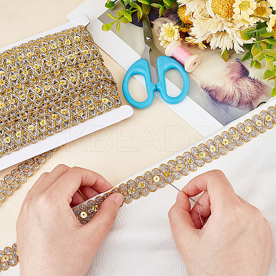 Wave Polyester Embroidery Lace Ribbon OCOR-WH0078-33-1