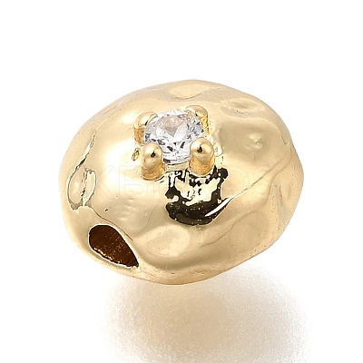 Brass Micro Pave Clear Cubic Zirconia Beads KK-U061-15A-G-1