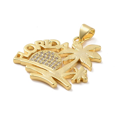 Rack Plating Brass Micro Pave Cubic Zirconia Pendants KK-P261-01G-1