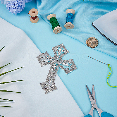 1Pc Cross Alloy Glass Rhinestone Decoration FIND-FG0004-94-1