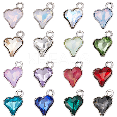 64Pcs 16 Colors Glass Charms FIND-SC0015-32P-1