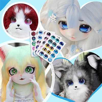 4Pcs 4 Styles Eye PVC Self-Adhesive Stickers DIY-PH0032-300-1