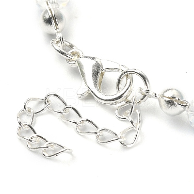 Flower Glass Beaded Link Bracelet with Alloy Clasps for Women BJEW-TA00310-01-1