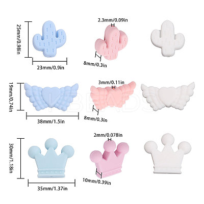 18Pcs 9 Style Food Grade Eco-Friendly Silicone Beads SIL-CA0002-04-1